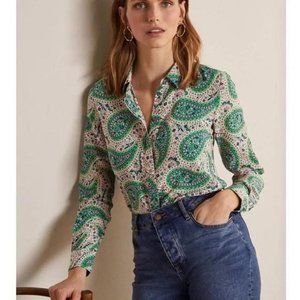 Boden The Silk Shirt Chalky Pink, Groovy Paisley, Size 8